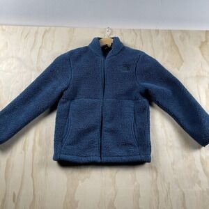 The North Face Jacket Boys Small Blue Sherpa Fleece Full Zip Pockets Winter